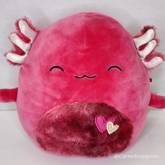 Squishmallows | Toys | Indiemae 8 Maroon Axolotl W Fur Hearts Valentine ...